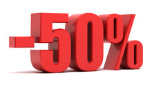 50 Percent Discount 3d Text