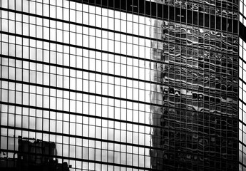 windows of business building with B&W color