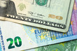 US dollar and Euro banknotes