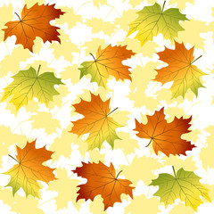 Wall Mural - seamless pattern with yellow and red leaves