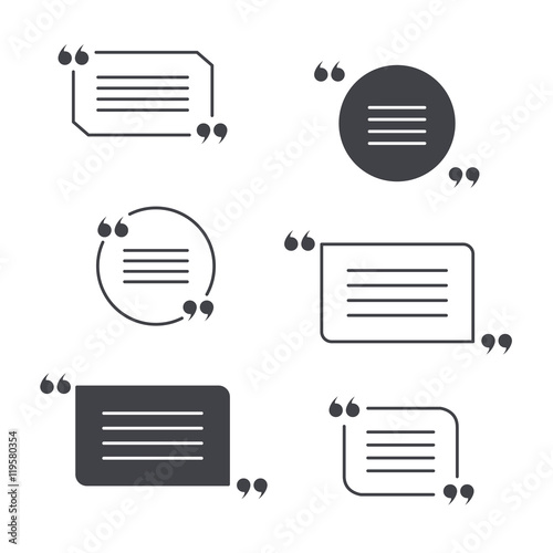Fotografía vector set of grey quotation marks isolated on white