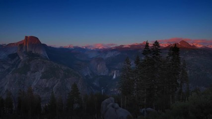 Wall Mural - Half Dome at Sunset Glacier Point Yosemite National Park California Nevada Falls Steady Wide Angle