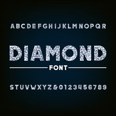 Wall Mural - Diamond alphabet font. Brilliant letters and numbers. Stock vector typography for your design.