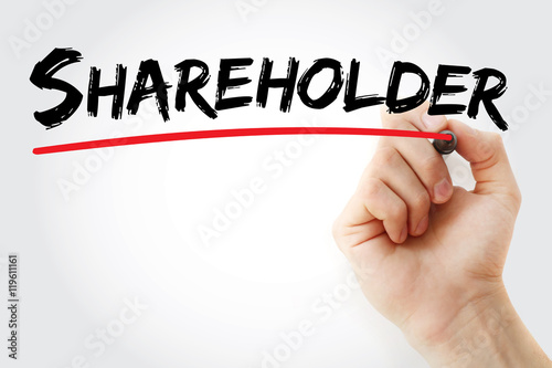 Fotografía Hand writing Shareholder with marker, concept background