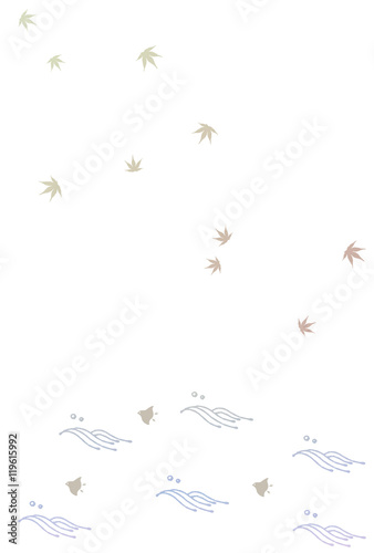 和風素材 紅葉 千鳥 波 Stock Illustration Adobe Stock