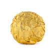 chocolate ball in golden foil on white background