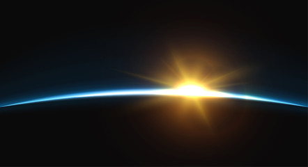 Wall Mural - planet earth sunrise.. globe horizon atmosphere. view of the earth from orbit of the planet . backgr