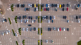 Fototapeta Na ścianę - Car parking lot viewed from above, Aerial view. Top view