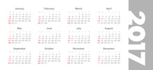 Vector Simple 2017 Year Calendar