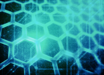 Poster - data deep learning hologram ai technology robotic, molecule of chemical, atom cell science, futurist