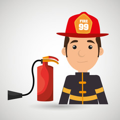 Sticker - firefighter extinguisher protective vector illustration graphic eps 10