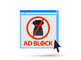 Wall Mural - adblock website popup banner advertising. Sign symbol isolated vector