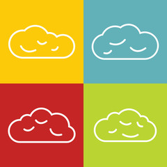 Poster - cloud line icons on color background