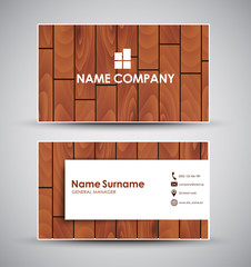 Design of the business card with wooden texture