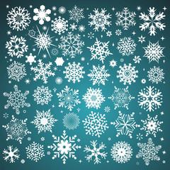 White snowflakes icon on gradient background green and white col