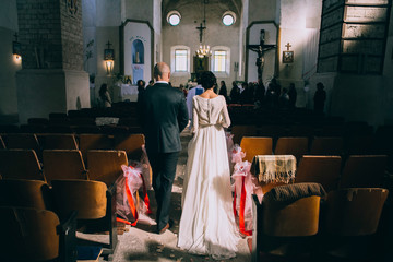 Bride and groom at the church 