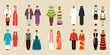 Collection of national costumes. Vector illustration