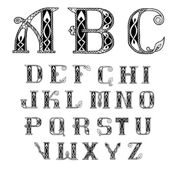 beautiful Celtic font with patterns