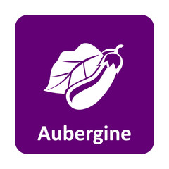 Poster - Eggplant with leaf vector icon for web and mobile