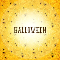 Wall Mural - Yellow halloween background with spider web or gossamer pattern