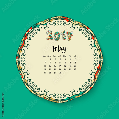 Calendar month of May 2017. Arabic, ethnic style. kaufen Sie diese