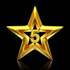 Wall Mural - shiny golden star - 3d rendering