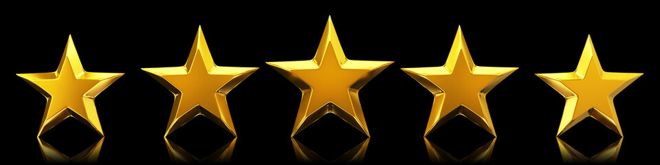 Wall Mural - Five shiny golden stars - 3d rendering