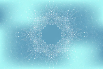 Poster - Geometric abstract connected line with dots. Big data visualization. Molecule and communication background. Social network information. Modern technology concept. Vector illustration.