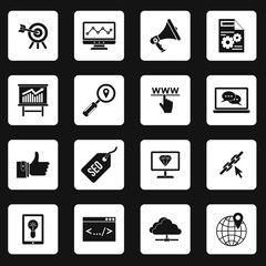 Poster - SEO icons set in simple style. Engine optimization set collection vector illustration
