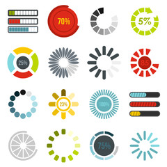 Poster - Download progress icons set in flat style. Load indicators set collection vector illustration