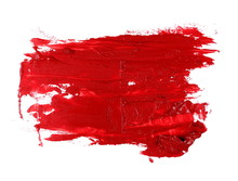 Red Grunge Brush Strokes Oil Paint Isolated On White Background