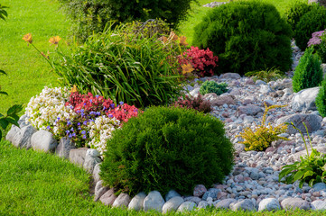 Landscaped flower garden