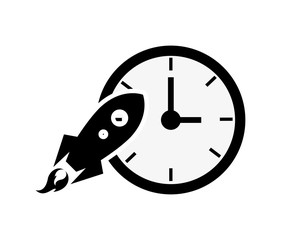 Wall Mural - flat design clock and rocket icon vector illustration