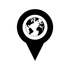 flat design earth globe and gps map pointer icon vector illustration