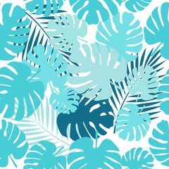  Leaves of palm tree seamless pattern 