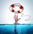 Rescue Concept - Lifebelt To Help Businessman In Drowning