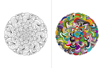 Sticker - Mandala ornament, hand made sketch for your design