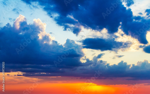 Colorful Sunrise Sunset Clouds And Sun Rays Nature