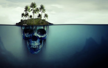 Dangerous Island With Skull Underneath