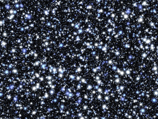 Wall Mural - white and blue stars of different size and luminosity, in a black space.