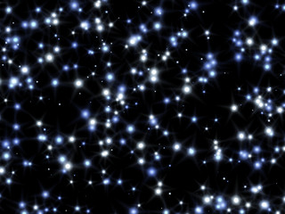 Wall Mural - little white and big blue star with rays and diffused glow.