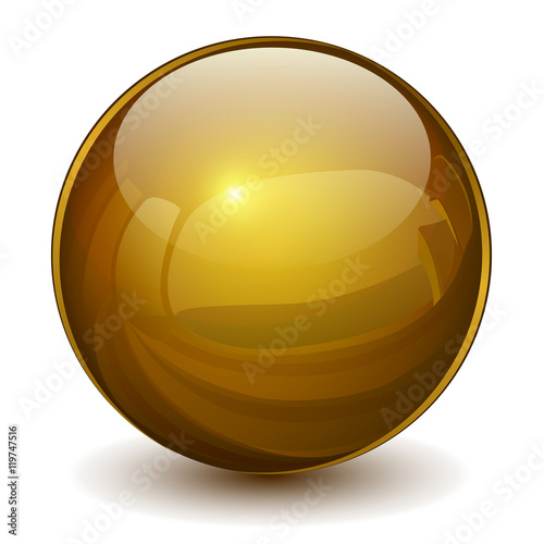 3D glass sphere gold