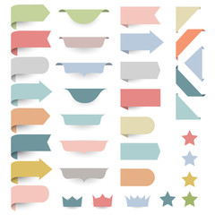Poster - Set of web design elements - corners, banners, ribbons, stars,labels in pastel-retro colors.