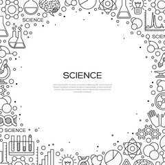 Wall Mural - science background with chemistry line icons