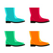a set of colorful rubber shortened boots,vector design for custom interface, vector icon, vector illustration