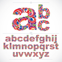 Poster - Ecology style flowery font, vector typeset made using natural or