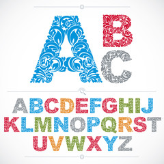 Poster - Ecology style flowery font, colorful vector typeset made using n