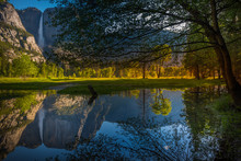 Yosemite Falls Reflection In The Merced River