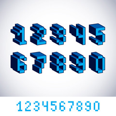 Poster - Vector digits, numerals created in 8 bit style. Pixel art number