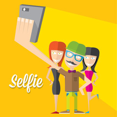 Taking Selfie Photo on Smart Phone concept